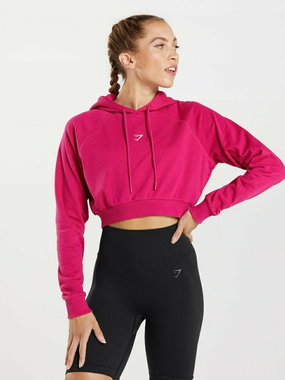 Gymshark Magenta Pink Training Cropped Hoodie